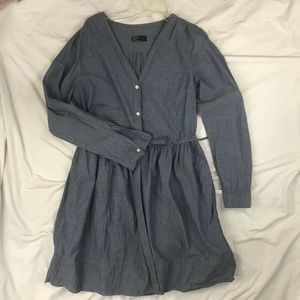 Gap Chambray tie waist dress long sleeve